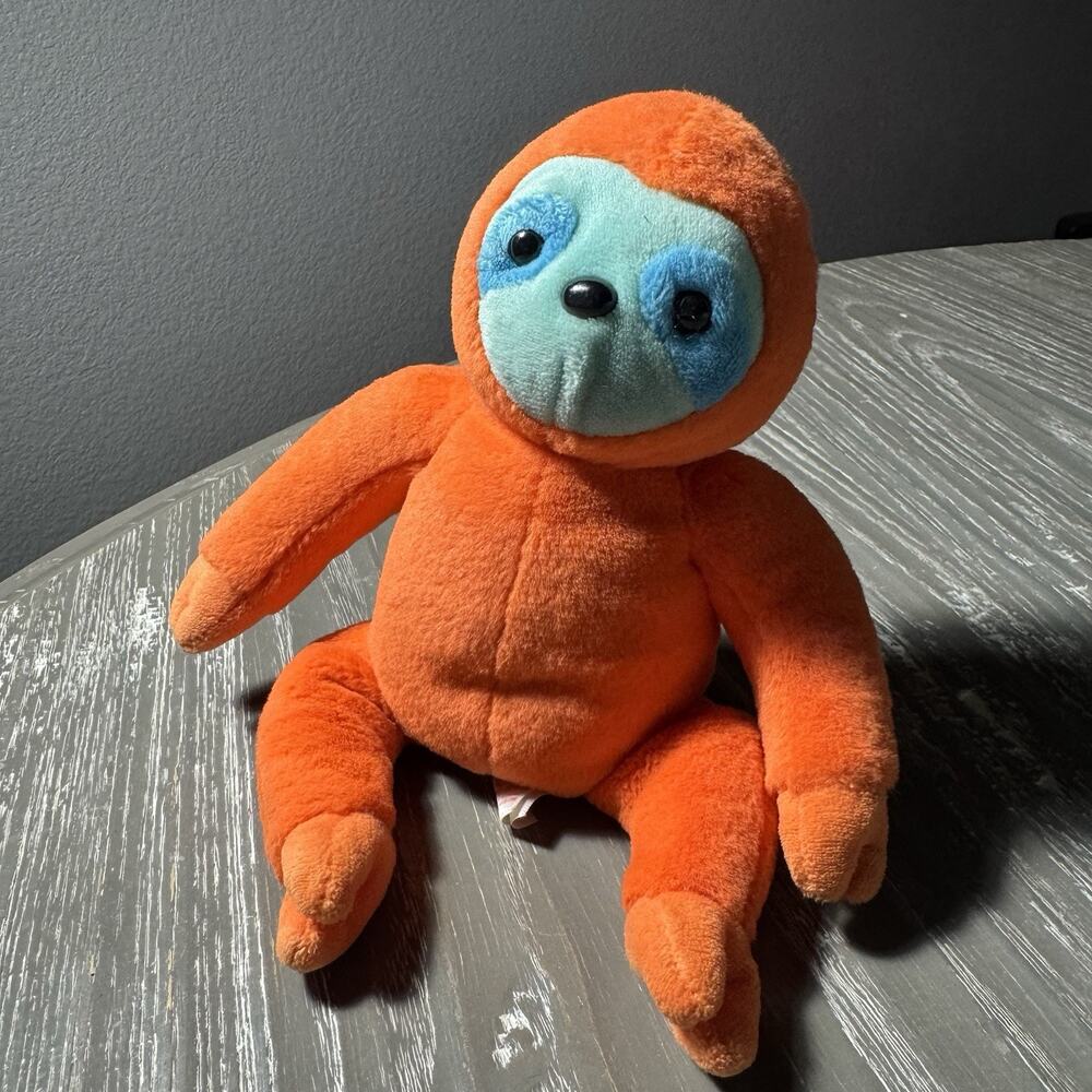 TY Beanie Baby MOLASSES Orange Sloth Plush 8" Stuffed Animal Kids Babies Blue